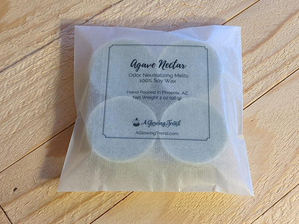 4-pack of light green odor neutralizing Agave Nectar fragranced wax tart melts.